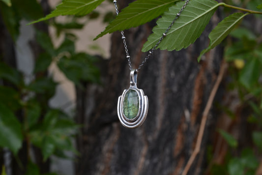 Green Kyanite & Sterling Silver ~ Necklace