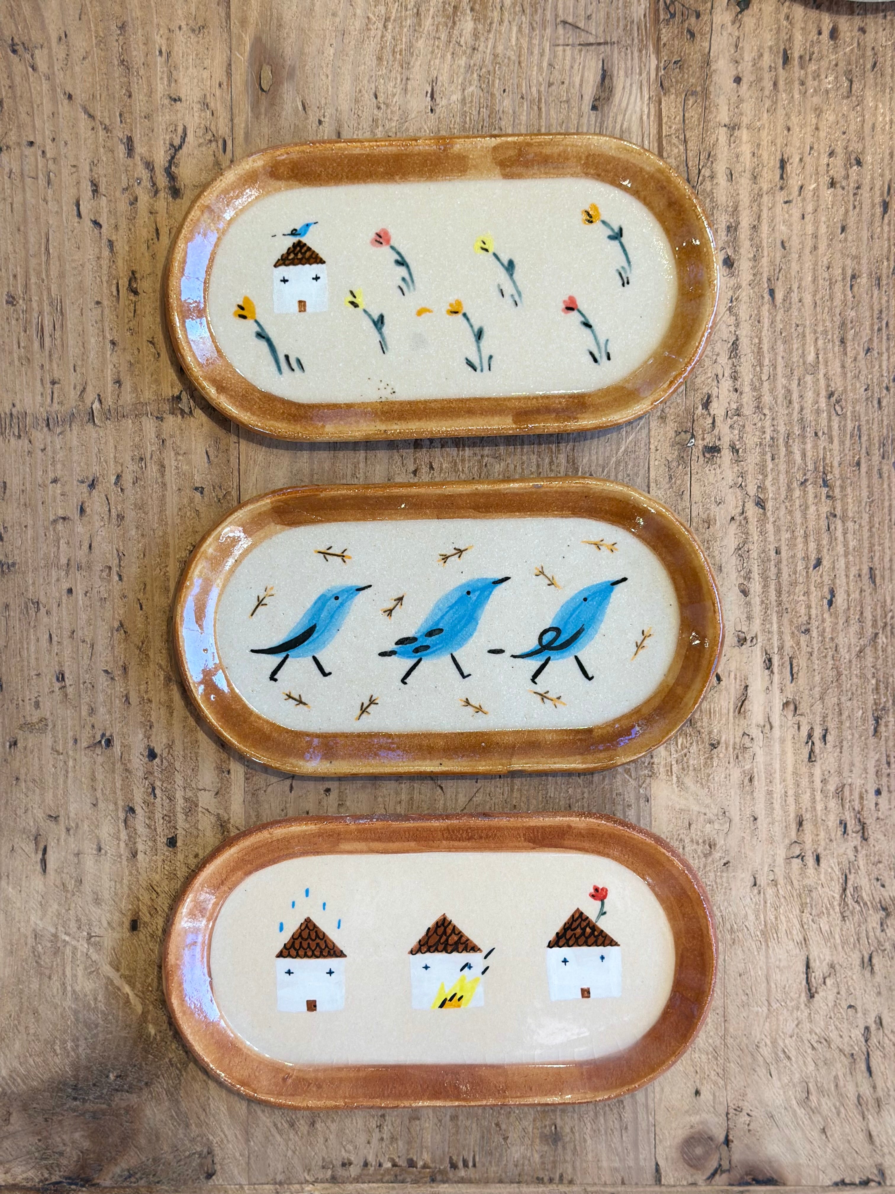 Oblong Tray with Illustrations- Ceramic Dish