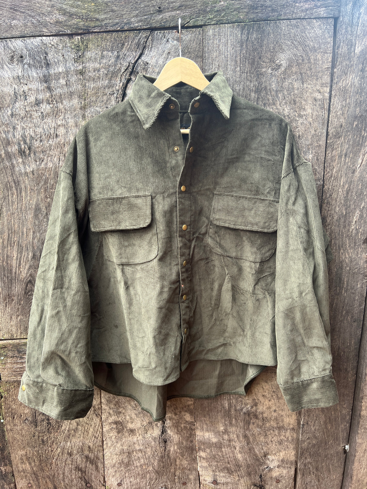Boxy Blazer Thick Green Corduroy
