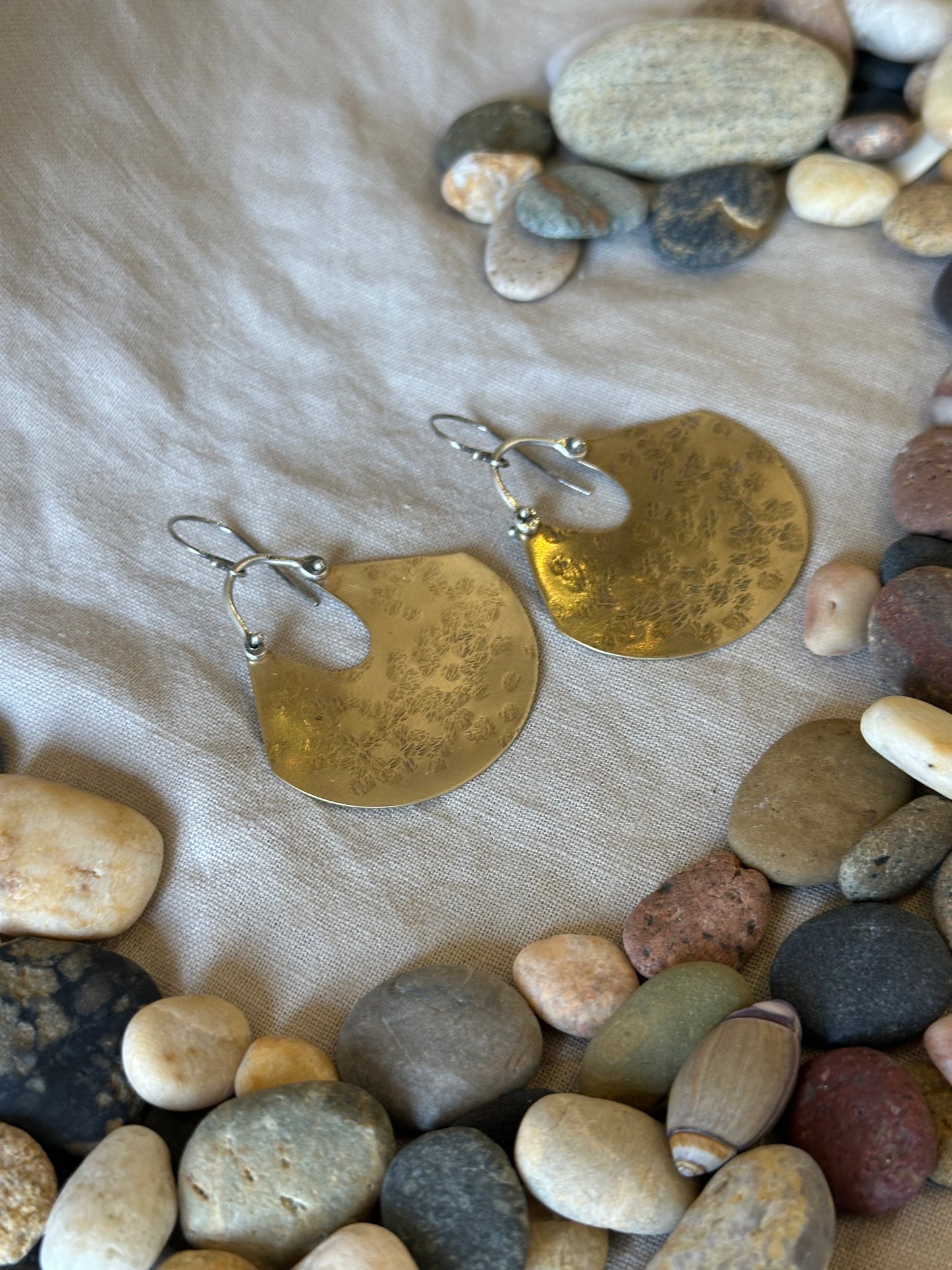 Brass & Sterling Silver ~ Geometric Earrings