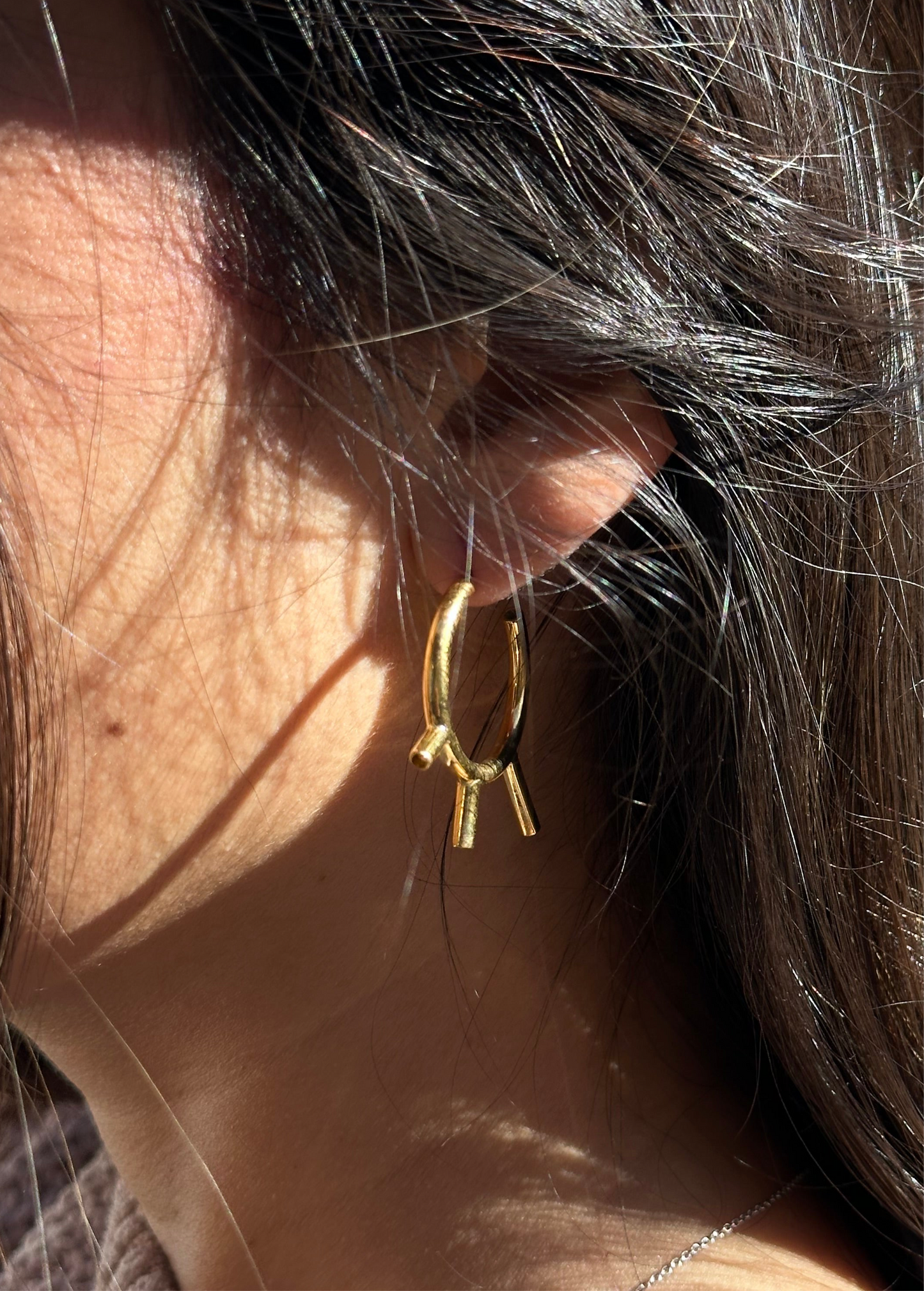 Hoops 3 Peaks ~ 18k Gold Vermeil