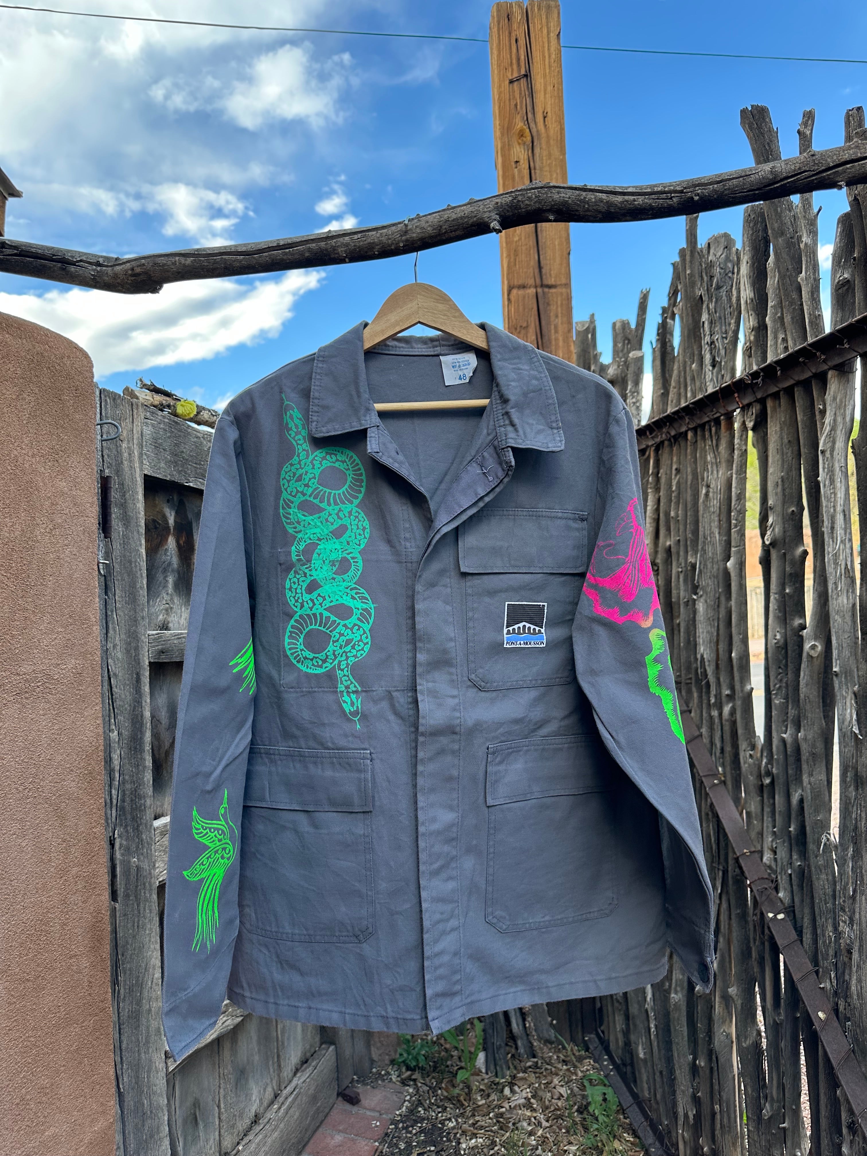 French Vintage Workwear Jacket - Pont-a-Mousson - Screenprinted
