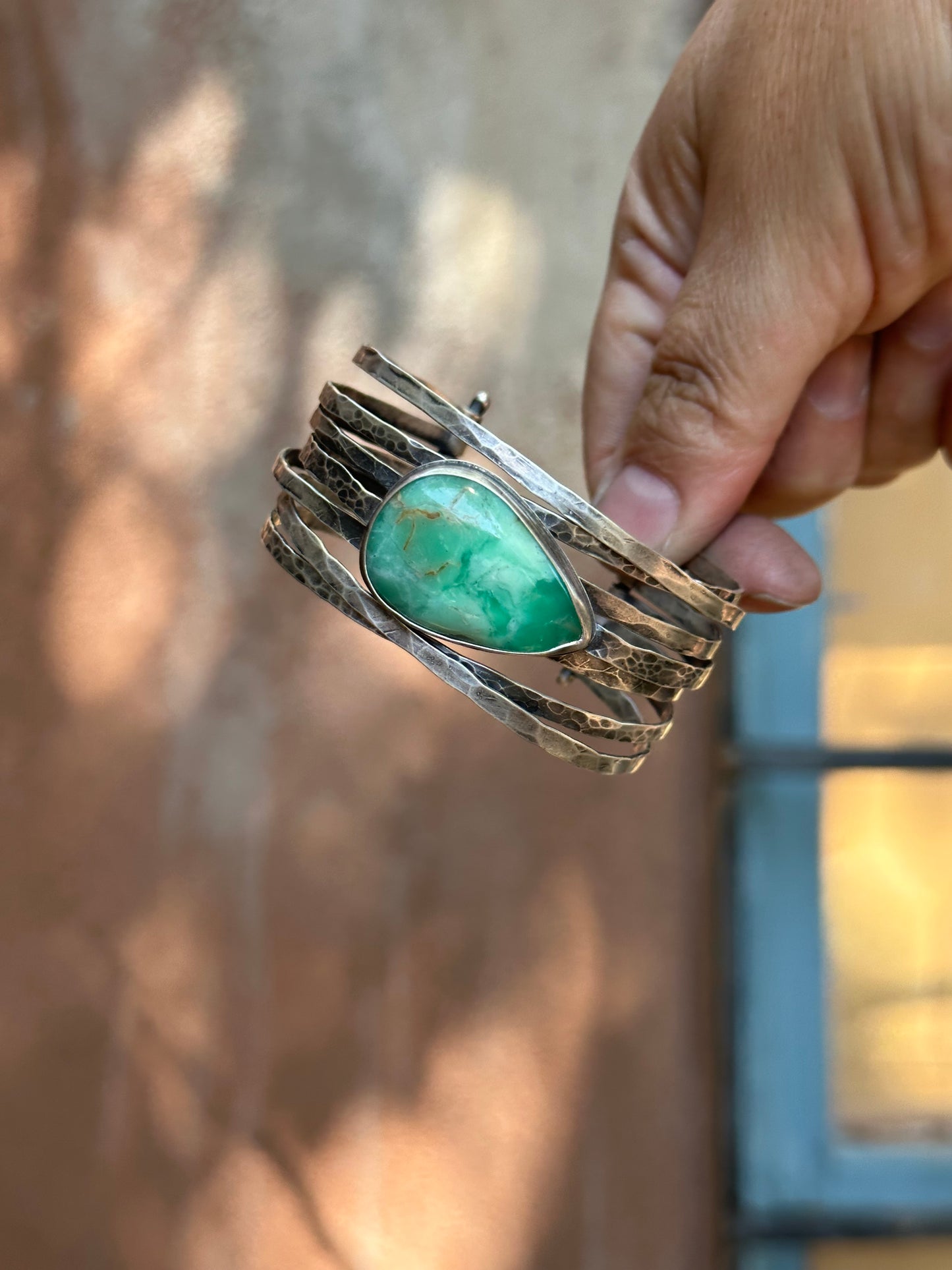 Australian Variscite Stacked Cuff Bracelet ~ Sterling Silver Bracelet