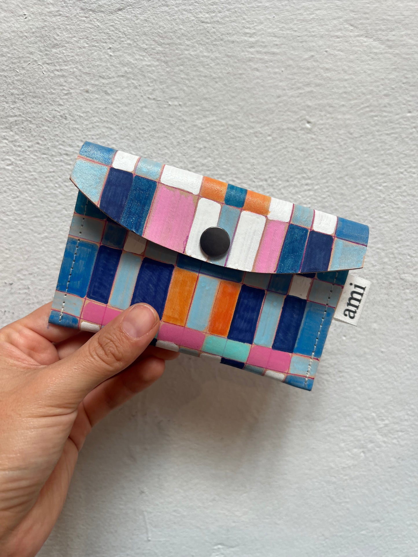 Small Ink Leather pochette - Handpainted - Multicolored