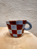 Brown checkered - Rounded mug ~ pinched clay
