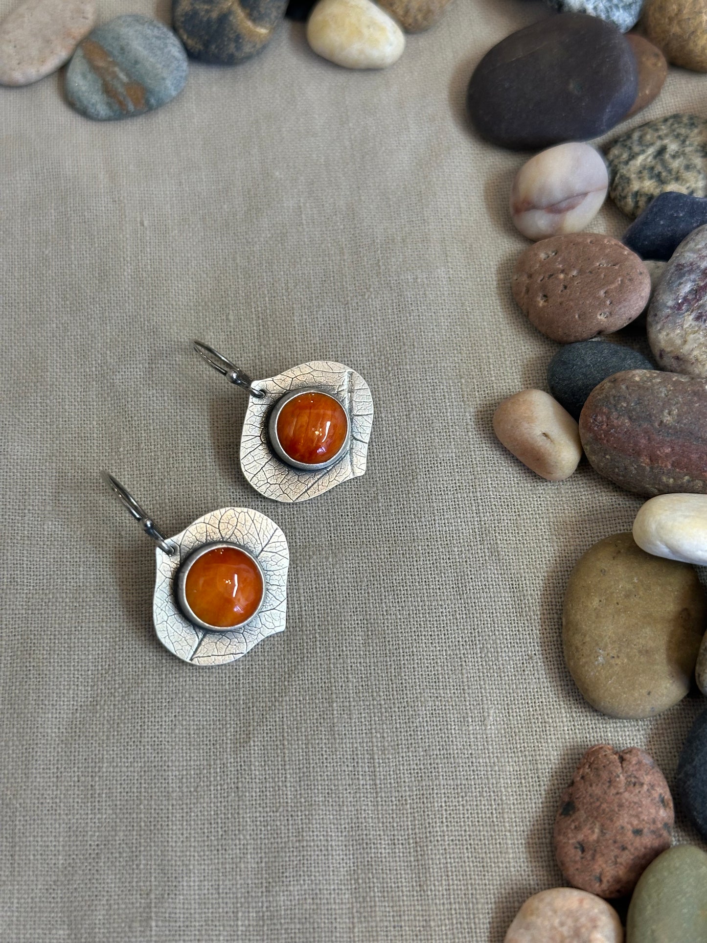 Spiny Oyster Leaf Earrings - sterling silver