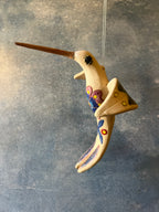 Hummingbird Hanging - Blue & Pink Daisy