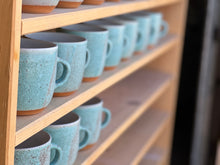 Load image into Gallery viewer, Mug ~ speckled turquoise matte + white satin interior
