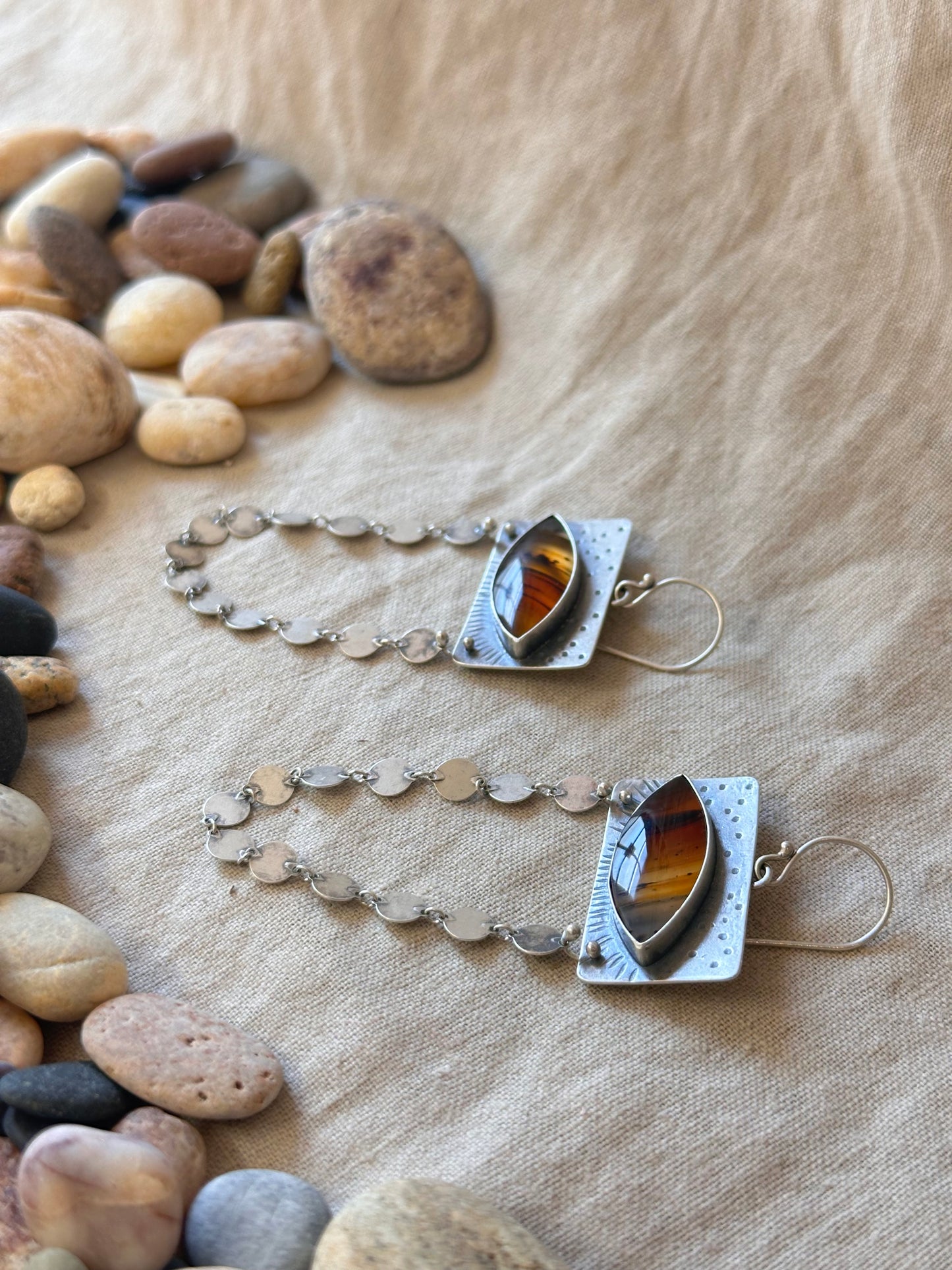 Montana Agate statement earrings - sterling silver