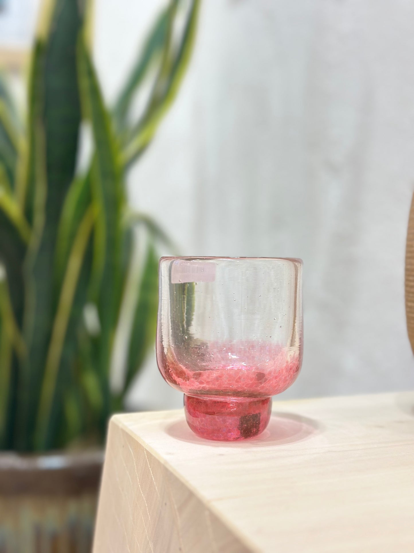 Nip Cup • Fuchsia & Clear • Blown Glass