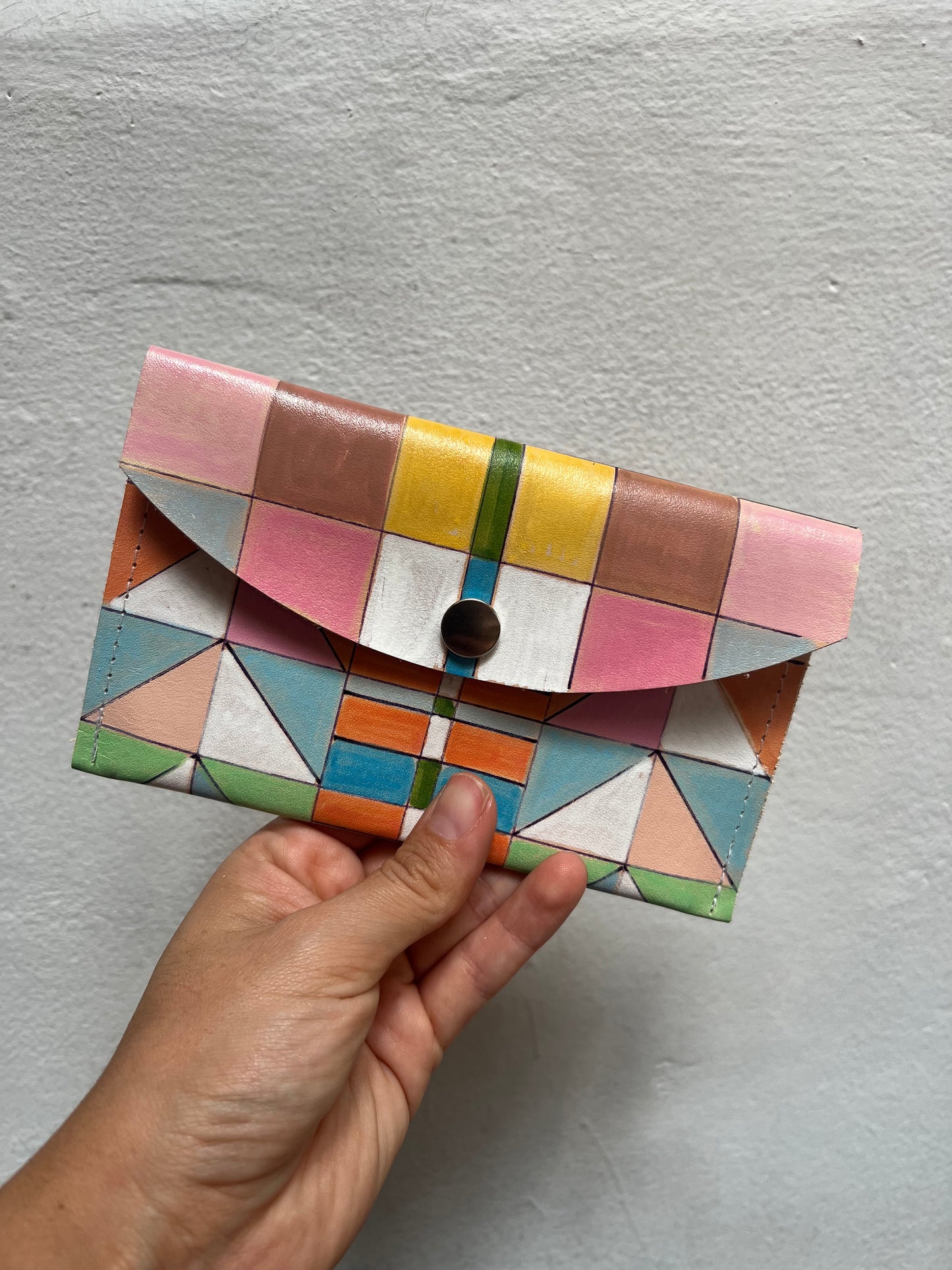 Medium Leather wallet - Handpainted - Multicolor