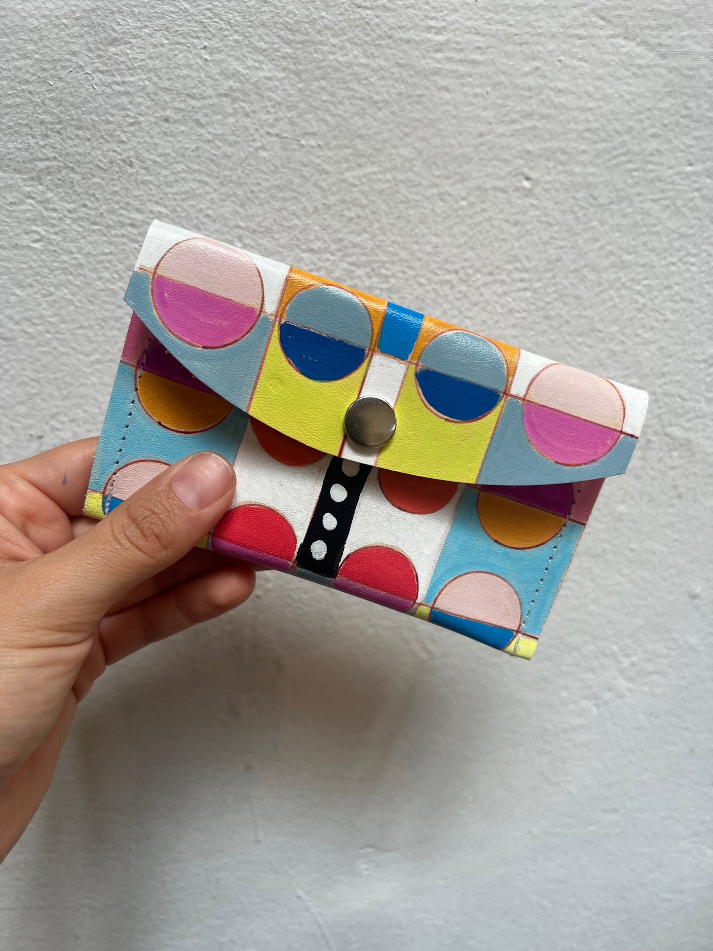 Small Ink Leather pochette - Handpainted - Multicolored