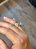 3-piece Blue Moon Turquoise and Sterling Silver • stackable ring set • set fits size 6