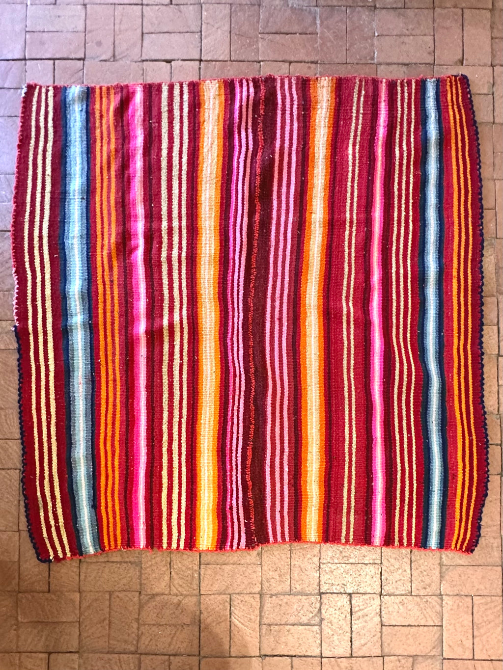 Thick Blanket / Rug ~ Andean textiles - 58” x 60”