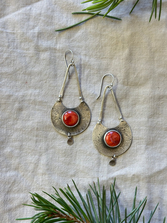 Spiny Oyster Long earrings - sterling silver