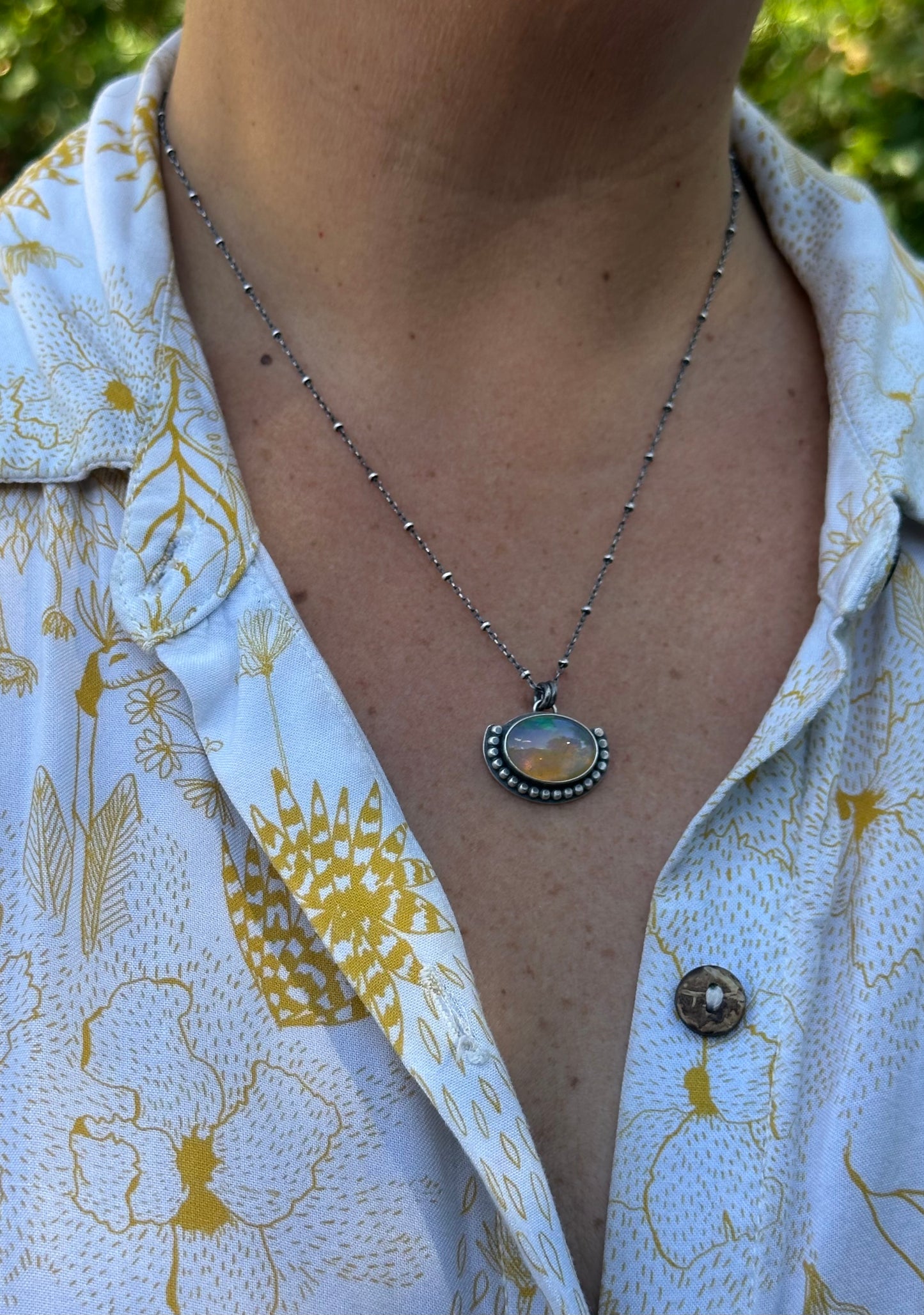 Ethiopian Opal & Sterling Silver Necklace