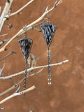 Petrified Palm Tree and Sterling Silver Dangle Earrings