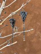 Petrified Palm Tree and Sterling Silver Dangle Earrings