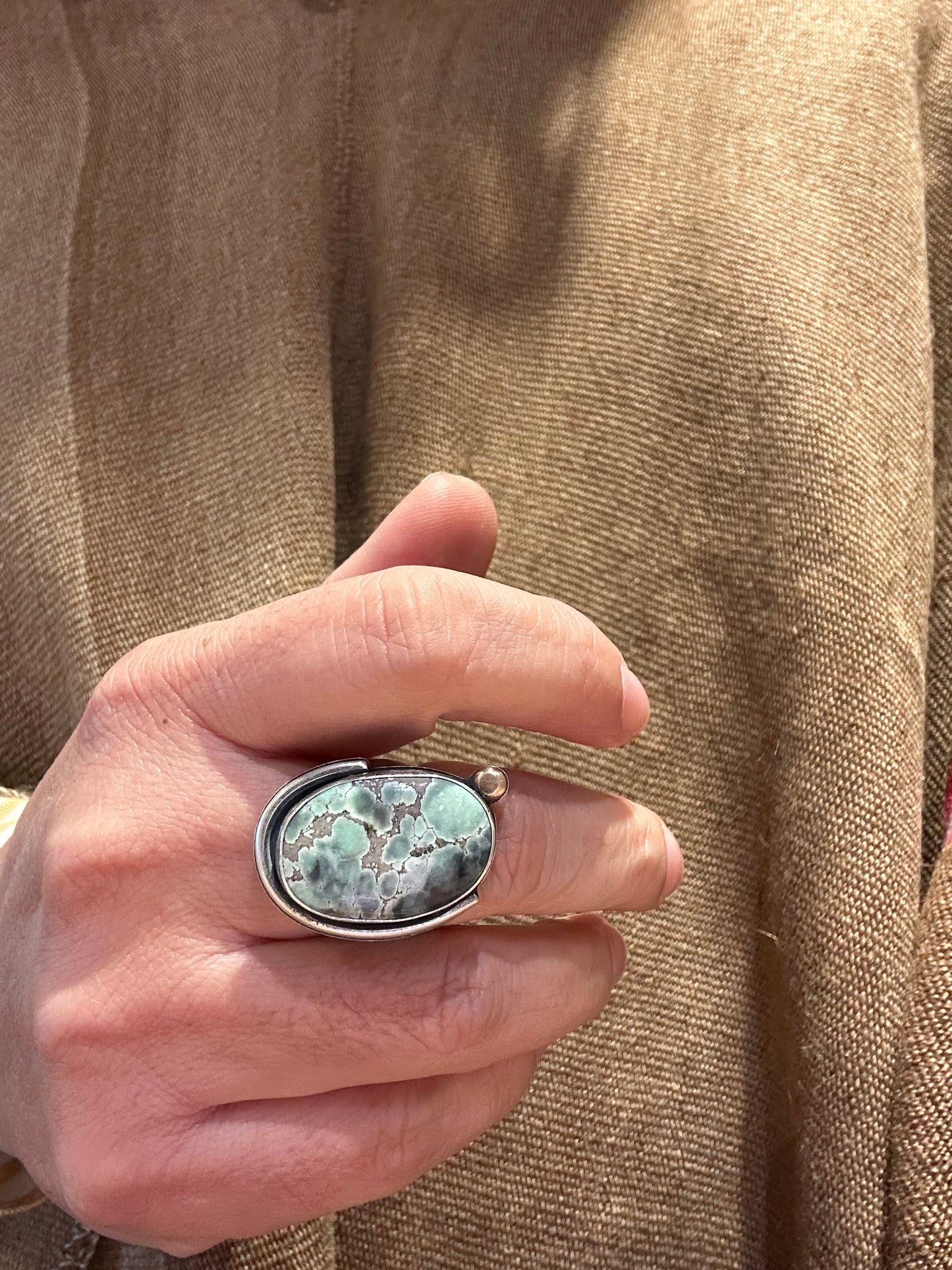 Fox Variscite and Sterling Silver Ring ~ Fits size 7.75