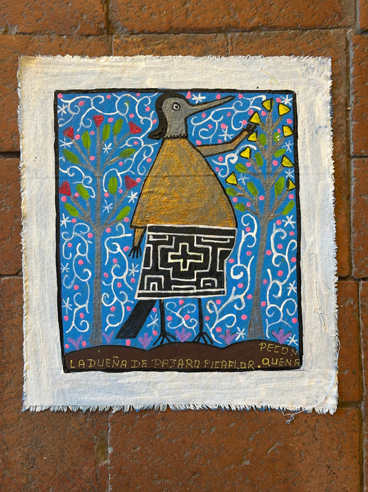 La Dueña de Pajaro Picaflor ~ painting on canvas 9.5” x 10.5”