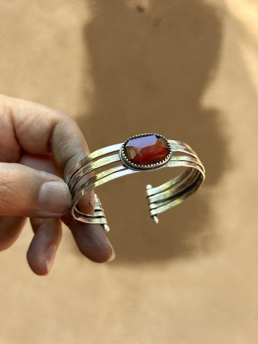 Stacked - Attached Bracelet - Hessonite Garnet - Cuff with Movement - ready to ship