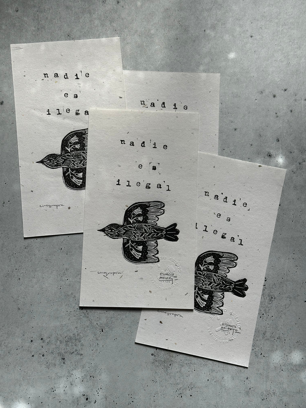 “Nadie es Ilegal” Small Linocut