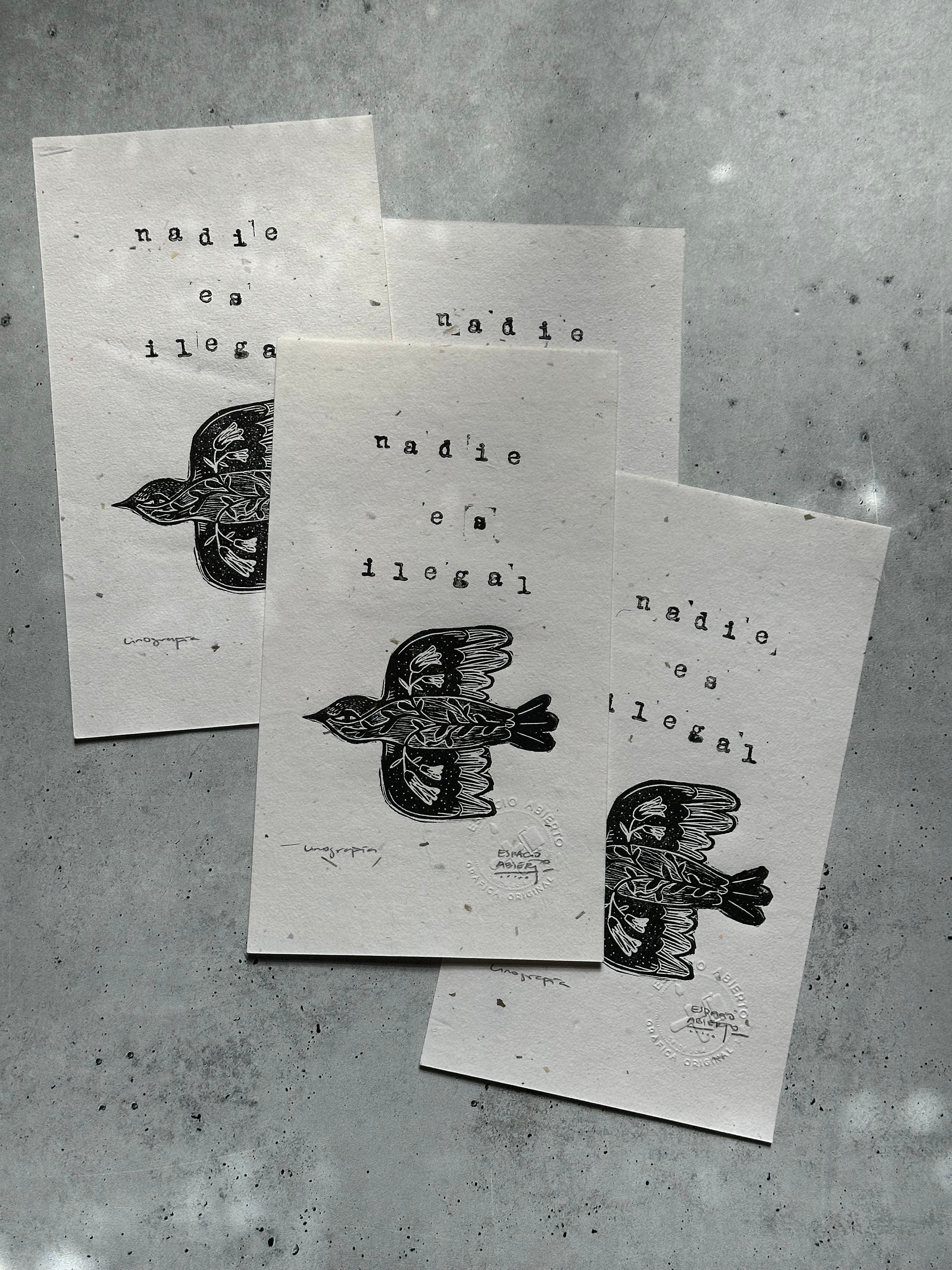 “Nadie es Ilegal” Small Linocut
