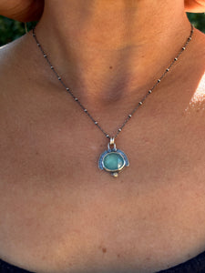 Chalcedony and sterling silver amulet Necklace