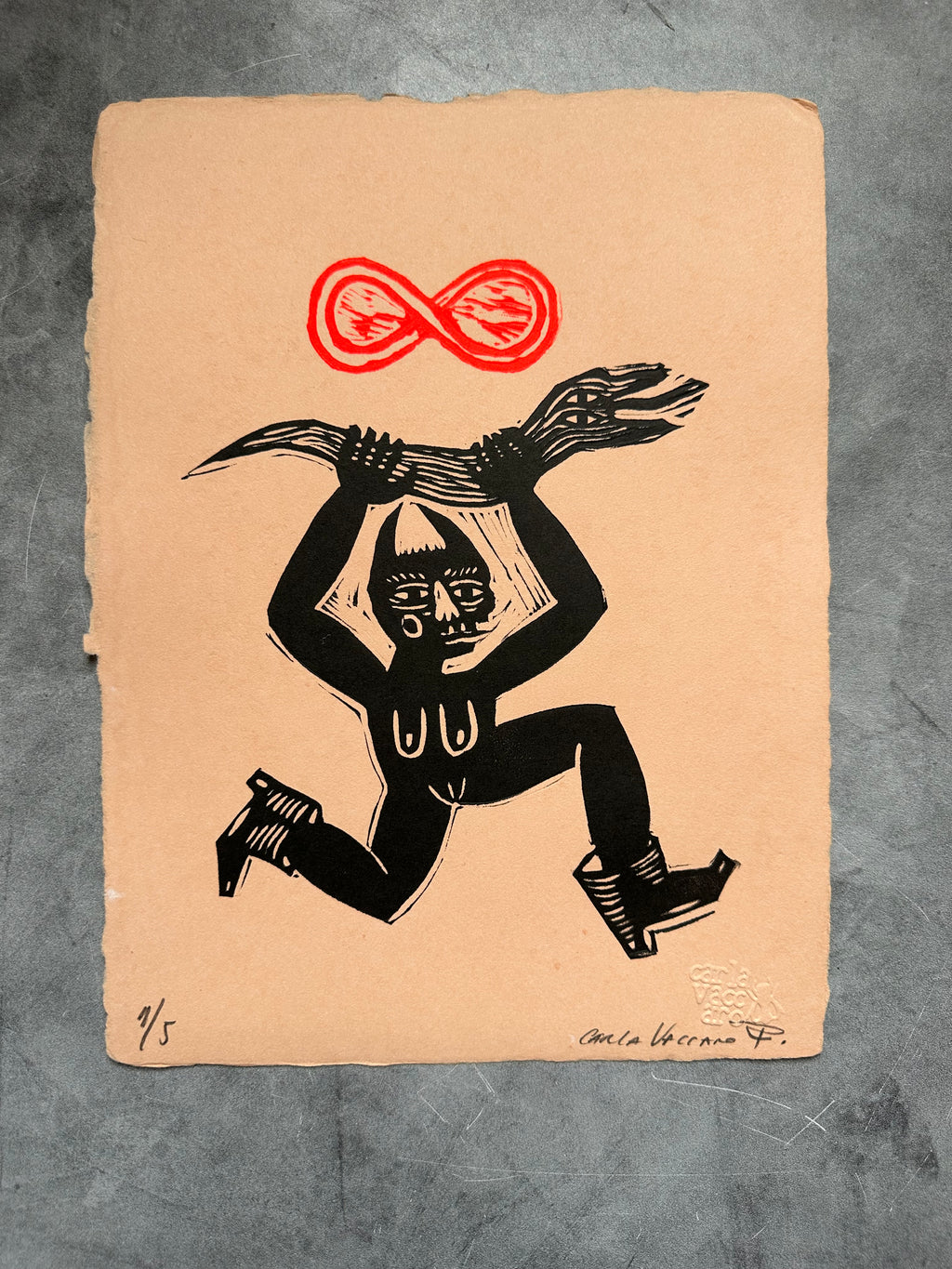Diabla por Siempre - Lino Print 8.5” x 11”