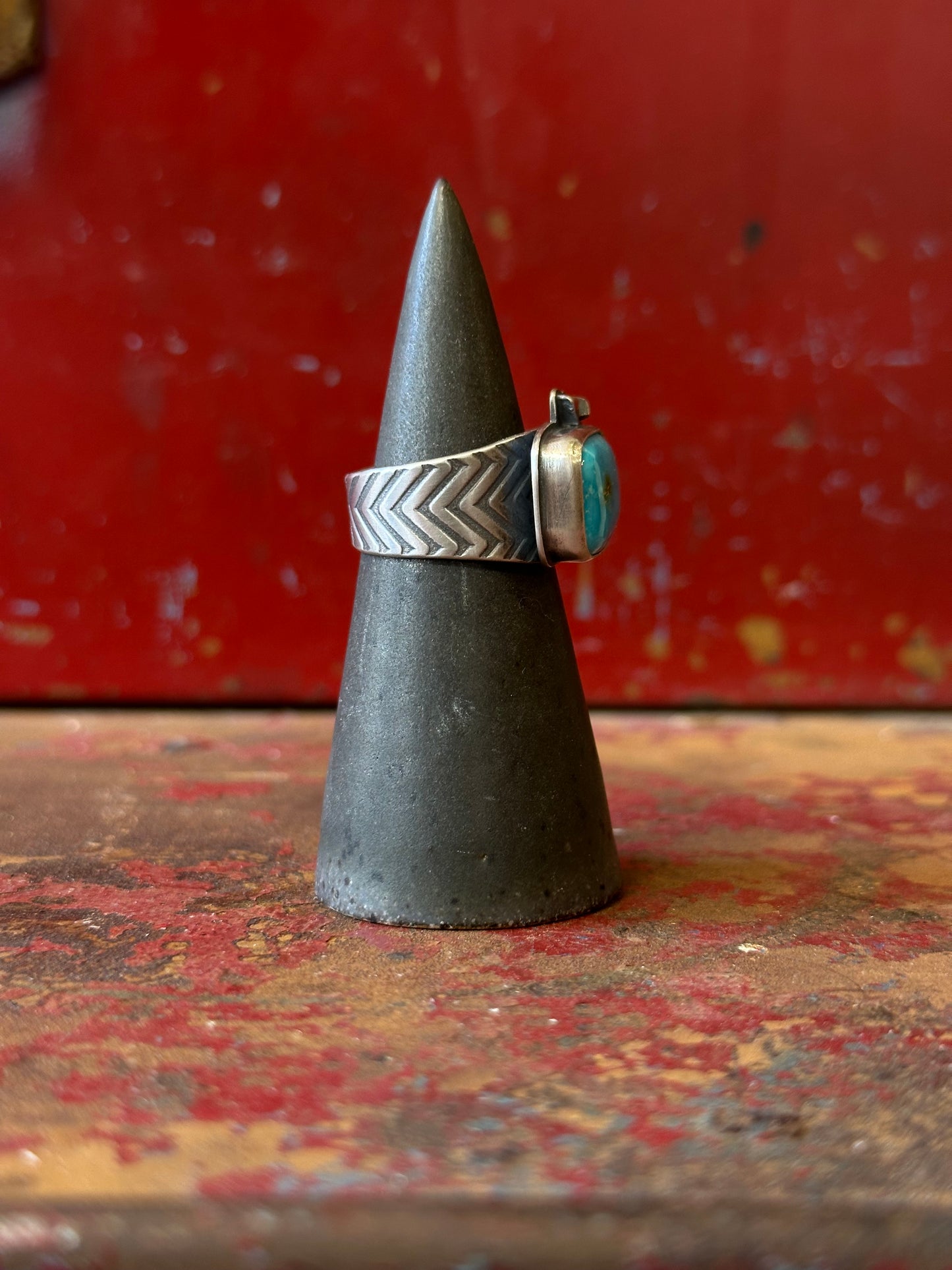 Sonoran Mountain and Sterling Silver Ring - Tapered Ring - fits size 8
