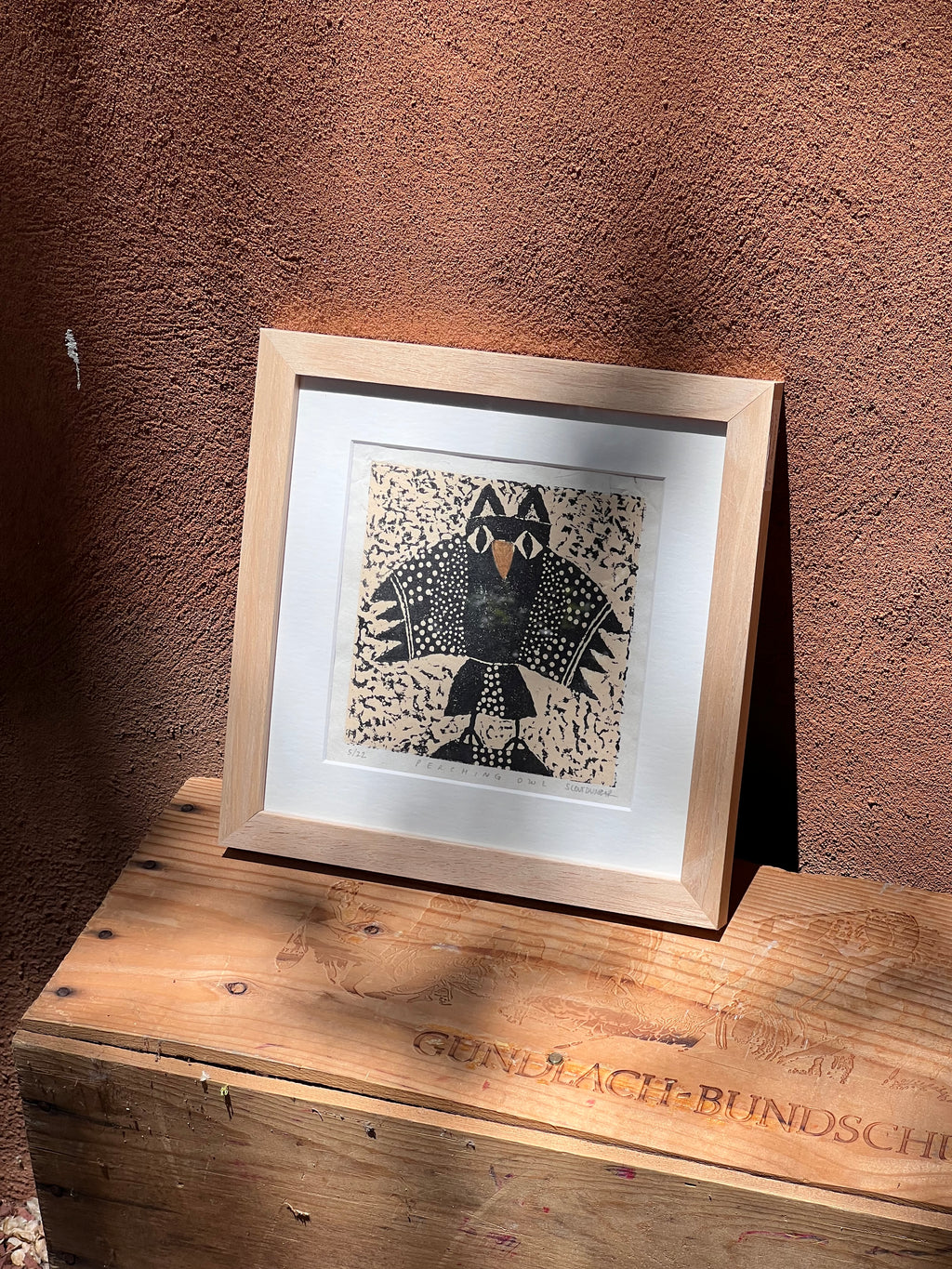 Perching Owl - Linocut 5”x5”