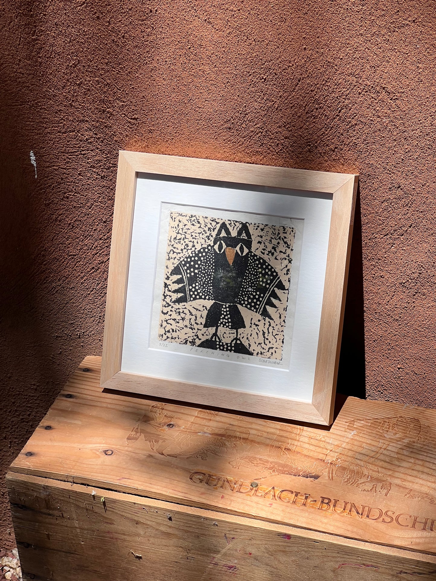 Perching Owl - Linocut 5”x5”