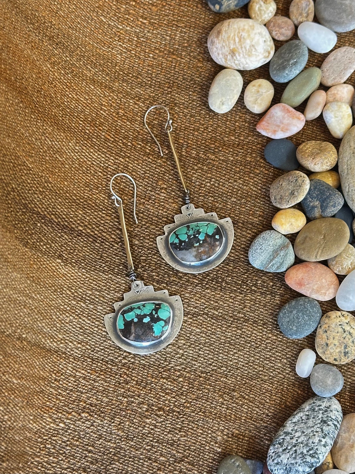 #8 Turquoise Sol earrings - sterling silver and brass
