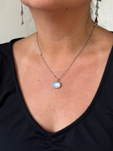 Rainbow Moonstone & Sterling Silver Necklace