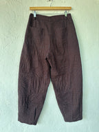 High Waisted Barrel Pants - Brown & turq stitch