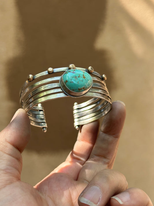Stacked - Attached Bracelet - Carico Lake Turquoise - Cuff with Movement - ready to ship