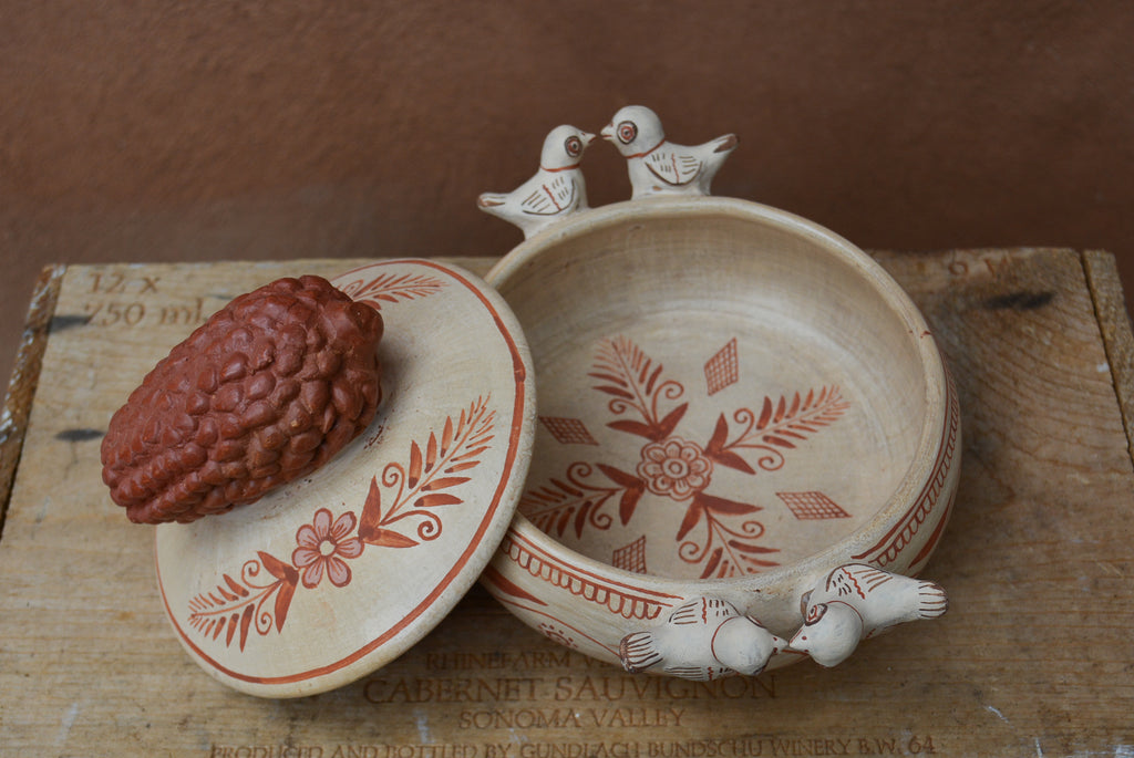 Bird Clay Bowl ~ with lid
