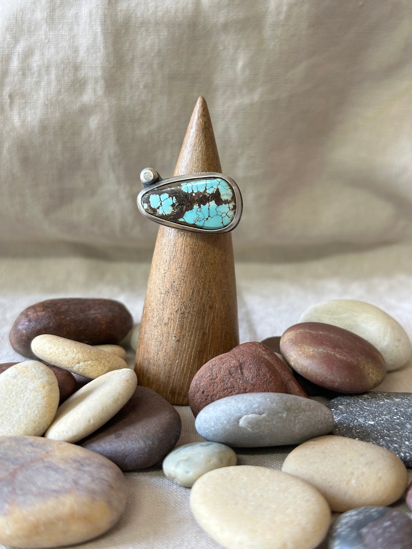 Iron Maiden Turquoise and Sterling Silver Ring - size 5.5
