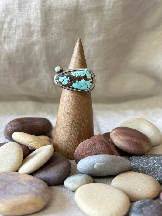 Iron Maiden Turquoise and Sterling Silver Ring - size 5.5