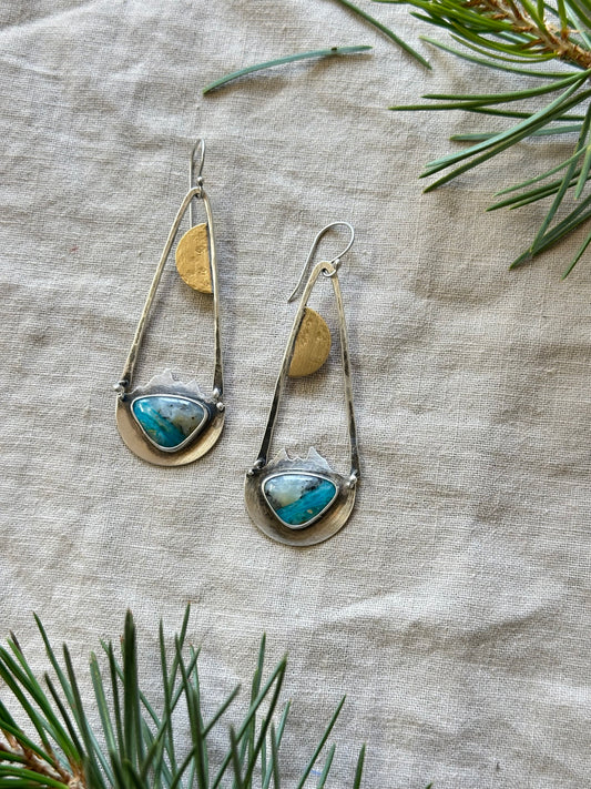 Peruvian Opal Mountains dangle earrings - Sterling Silver
