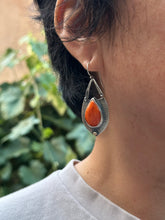 Load image into Gallery viewer, Orange Spiny Oyster - statement earrings - sterling silver
