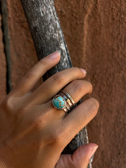 Catalina Turquoise and Sterling Silver ~ stackable ring set ~ set fits size 5