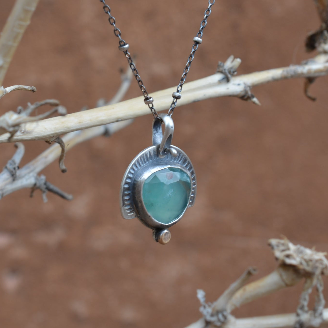 Aqua Chalcedony & Sterling Silver Necklace