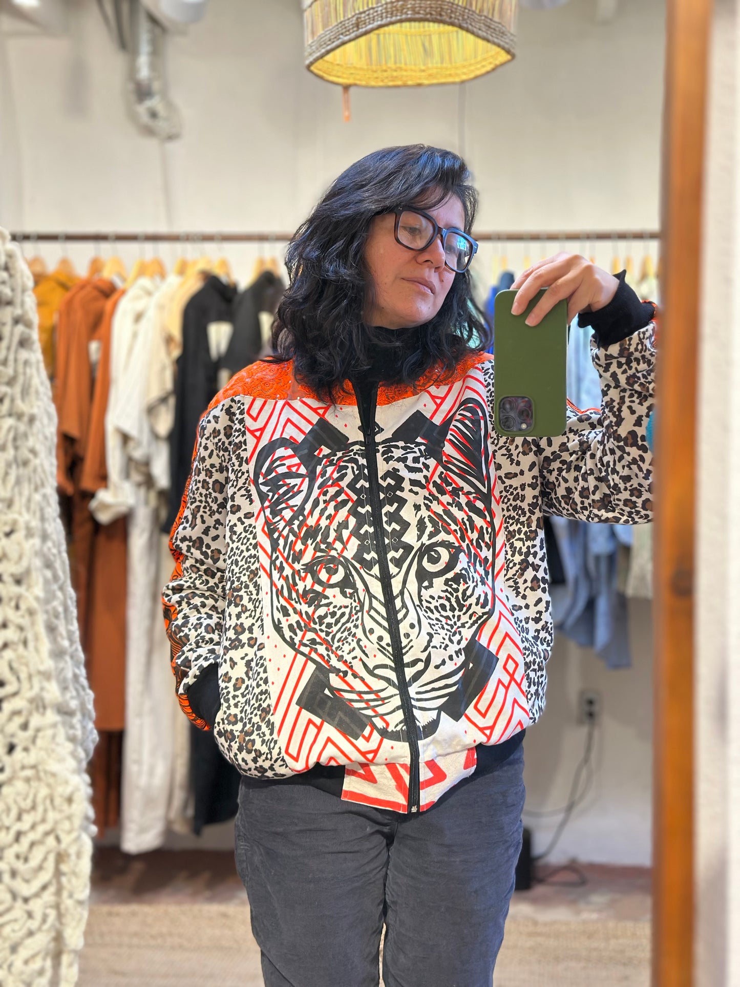 Upcycled Jacket ~ Screen Printed ~ Large