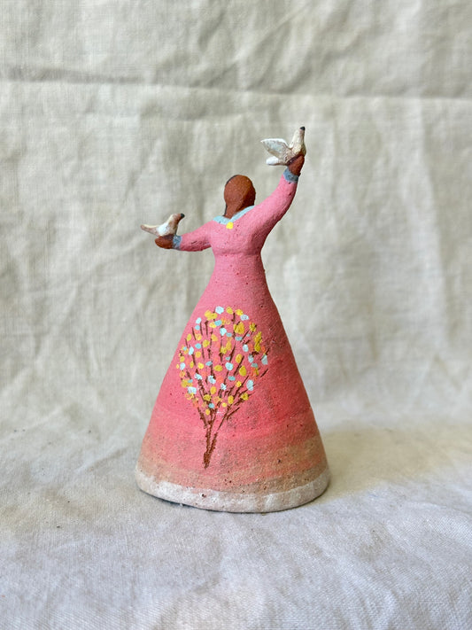 Dancer Bell - Pink dress with birds