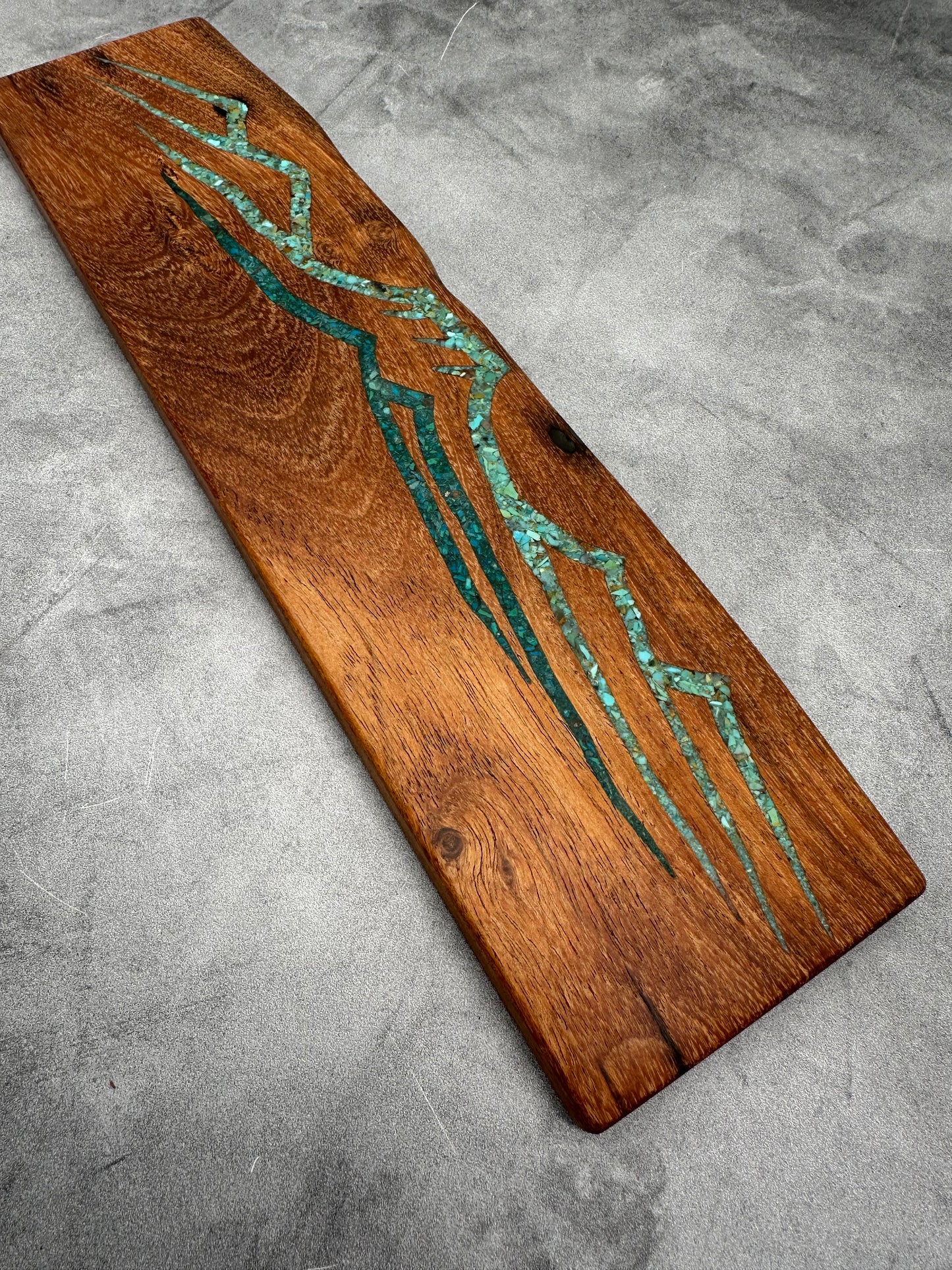 Knife block with Kingman and Peruvian turquoise inlaid ~ Mesa Mountains Design