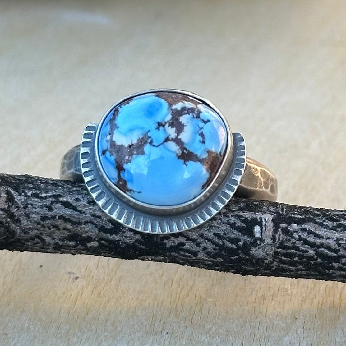 Golden Hill Turquoise and Sterling Silver Ring - size 8.75