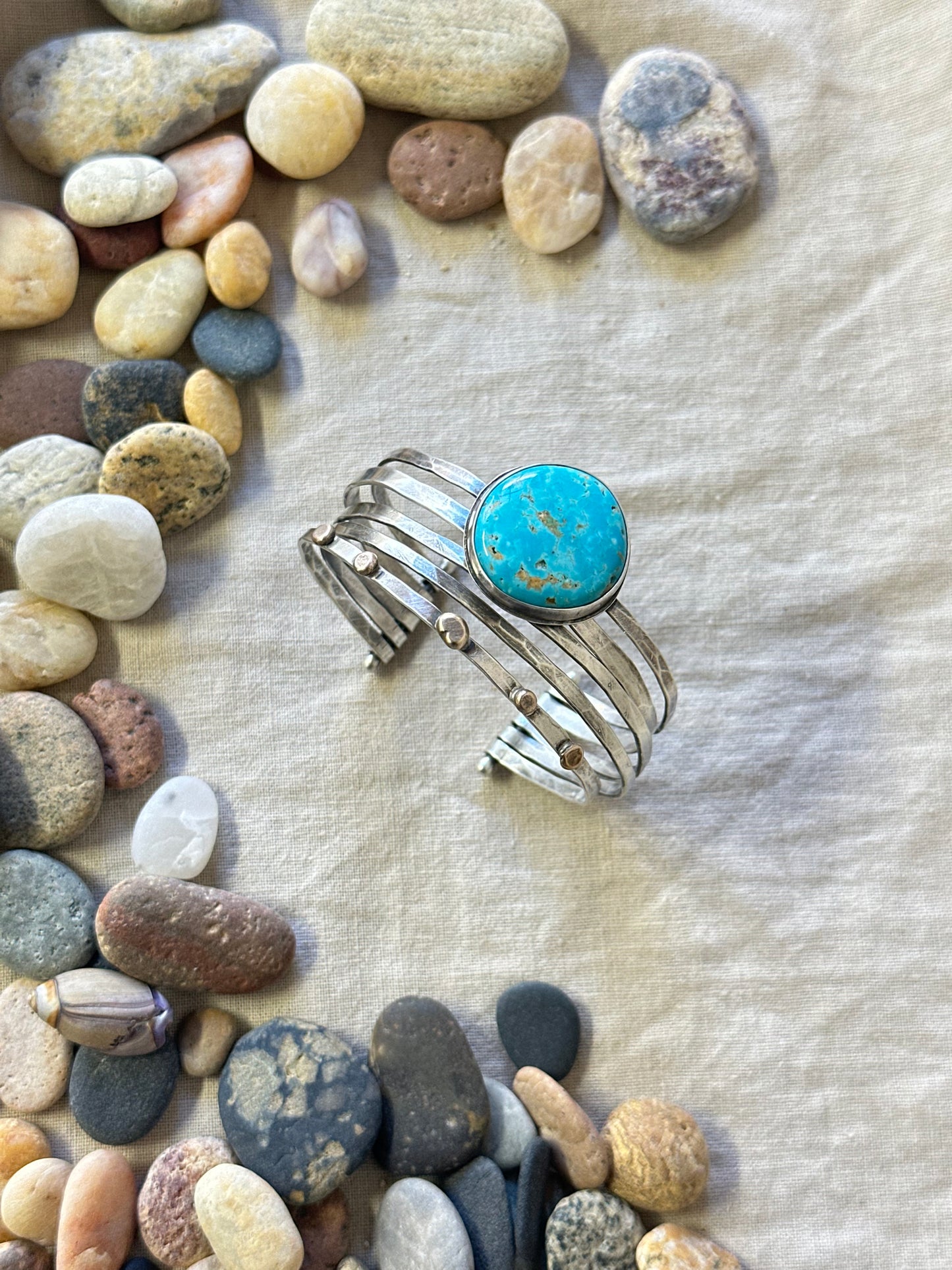 Stacked - Attached Bracelet - Kingman Turquoise ~ Cuff with Movement