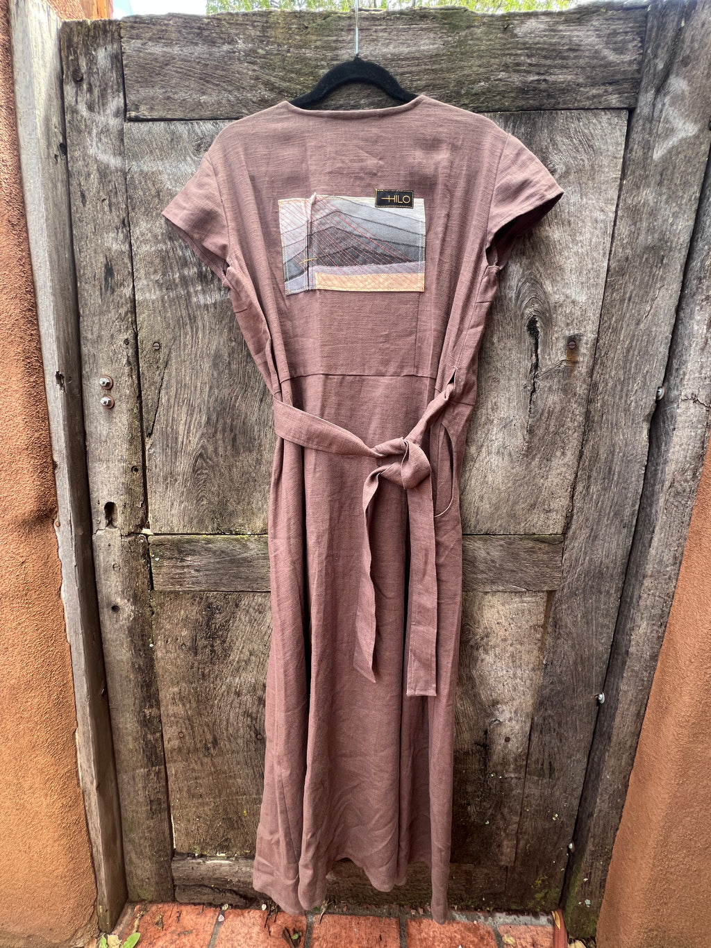 Dusty Rose Chino Drill Wrap Dress - Cap Sleeve