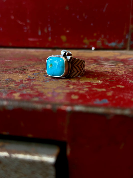 Sonoran Mountain and Sterling Silver Ring - Tapered Ring - fits size 8